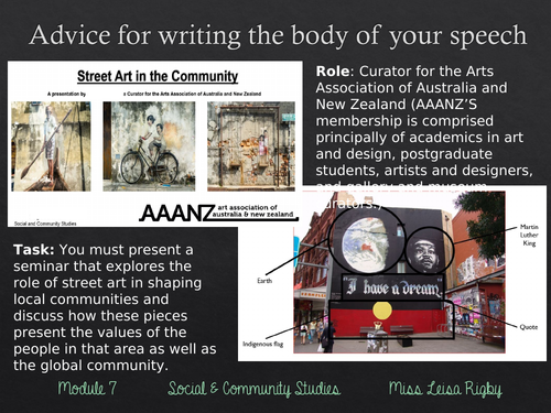 Social and Community Studies - Arts & Community - writing a multimodal (body)