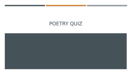 Poetry Anthology Quiz