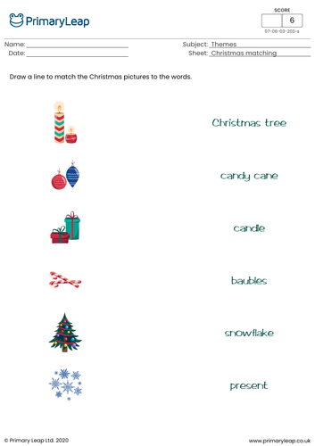 Christmas word and picture matching