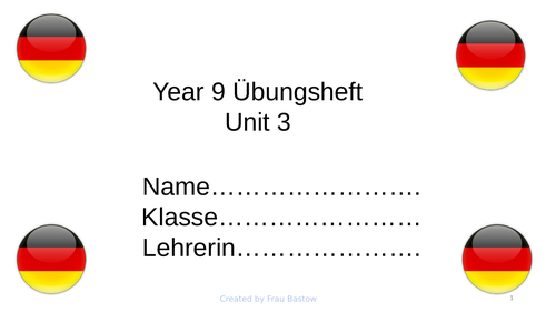 Work booklet for Stimmt 3 - Unit 3