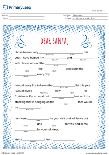 Christmas Mad Libs