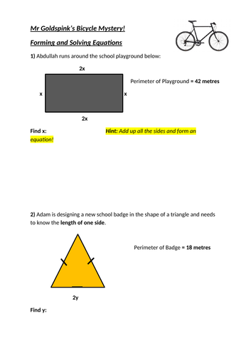 KS3 Forming & Solving Equations