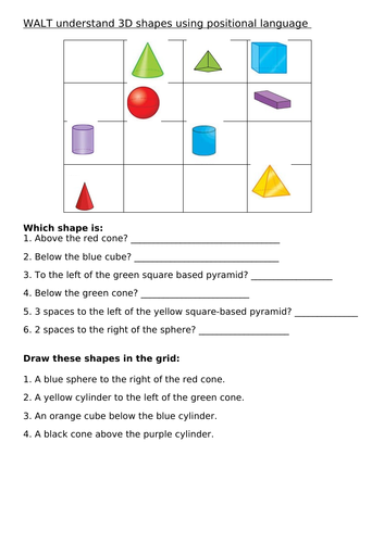 Positional Language - 3D shapes (Key Stage 1 )