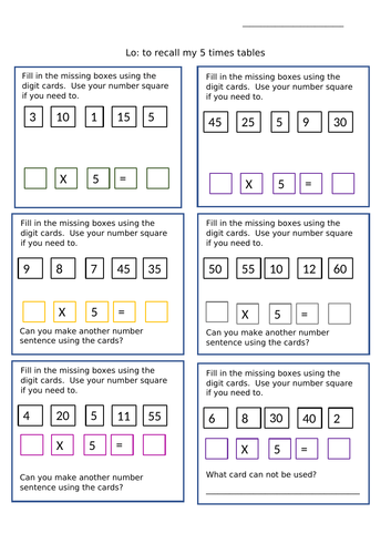 problem solving 5 times table