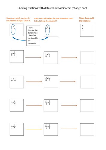 Adding fractions, change one denominator