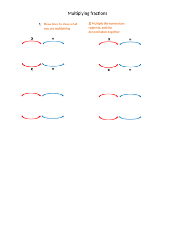 Multiplying fractions scaffolded worksheet