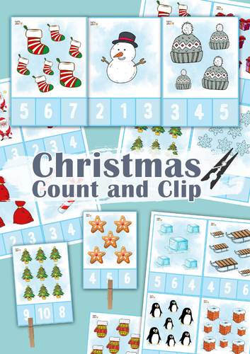 Christmas Count and Clip Number Cards 1-10