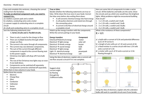 year 9 Electricity Pause lesson