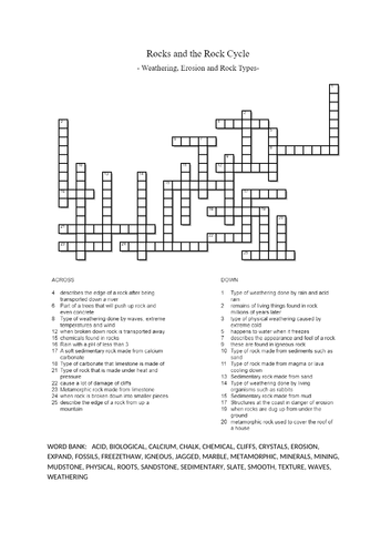 rocks and weathering puzzle