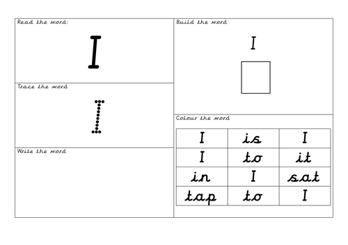 Pre Cursive - Read, write and build Tricky word cards