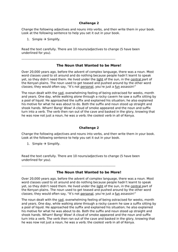 English - Changing Adjectives and Nouns into Verbs (Year 5 - Lesson 2)