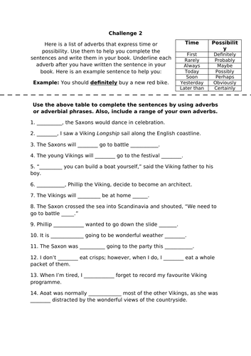 English - Adverbs (Year 5)