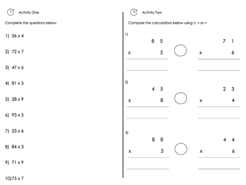 Year 3 Multiplication (2-digit by 1-digit) Double Lesson (Compacted method)