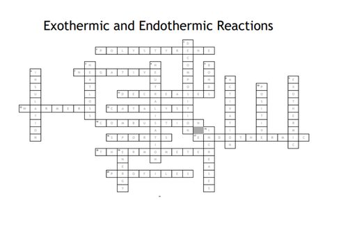 GCSE Crossword Exothermic and Endothermic reactions Teaching Resources