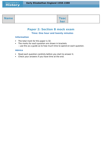 Mock Exams Edexcel Paper Two