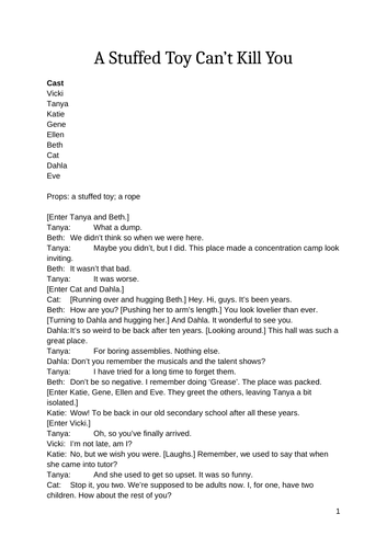 A Play -- A Stuffed Toy Can't Kill You