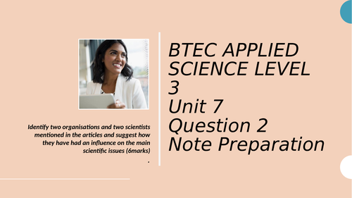 BTEC Applied Science L3 Unit 7 Section A Question 2 Guide for note preparation