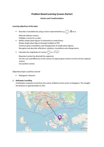 Vectors  & Transformations - Lesson Starter