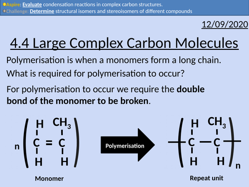 OCR Applied Science: 4.4 Large Complex Carbon Molecules