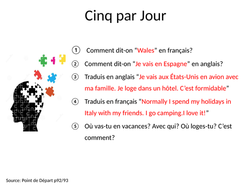 Gcse Studio French Module 5 Retrieval Tasks Teaching Resources