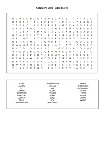 Geography Skills Keyword - Word Search