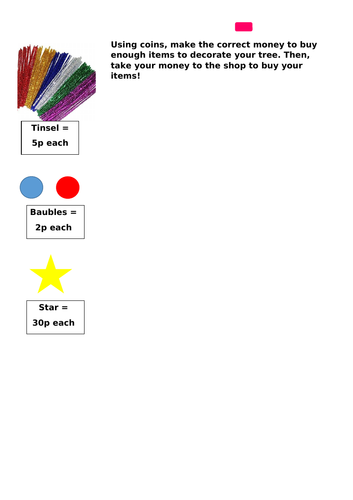 Counting coins - decorating a Christmas tree (Y1/2)