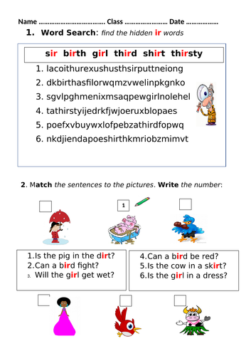 ir digraph worksheet Mrs Pryce's Funny Phonics