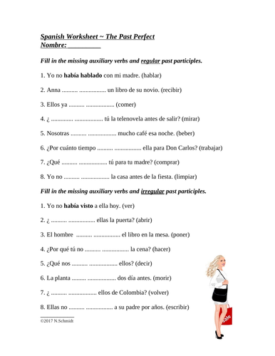 Spanish Past Perfect Worksheet - Pluscuamperfecto