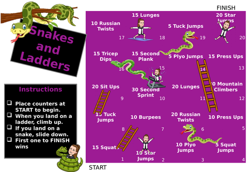 Snakes and Ladders Fitness Game