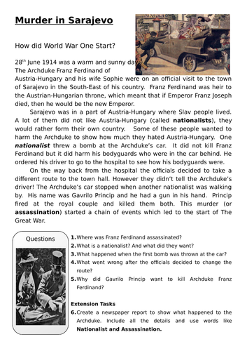 WW1 Murder in Sarajevo - Start of World War One