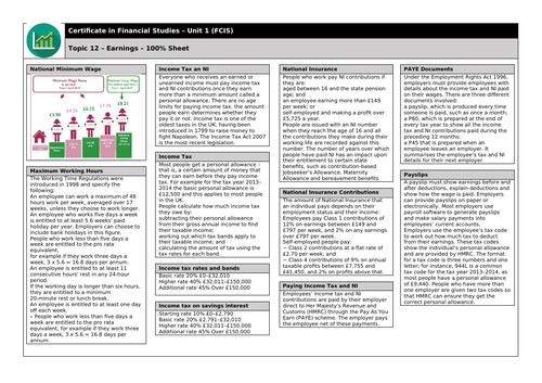 LIBF CeFS Unit 1 Revision Notes