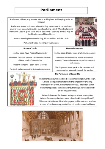 Parliament and Finance Under Edward IV - Wars of the Roses - Ideal for A Level History