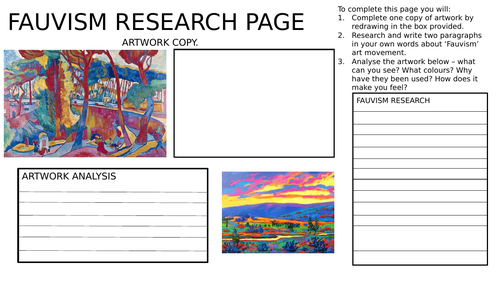 Year 7 Fauvism Lesson