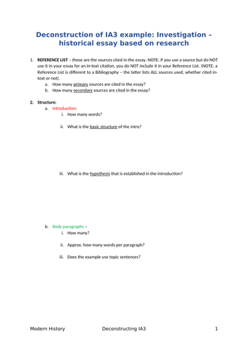 11 Modern History - Vietnam Independence Movement – Deconstructing exemplar activity