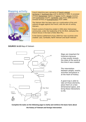 11 Modern History – Vietnam Independence Movement - Mapping activity and key terms