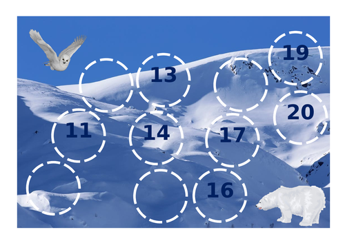 Arctic themed missing numbers 10-20