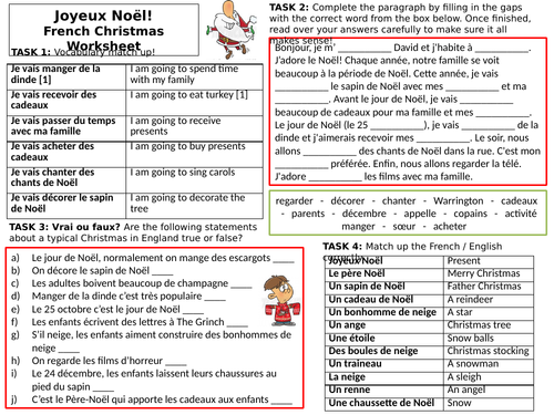 French Christmas Worksheet