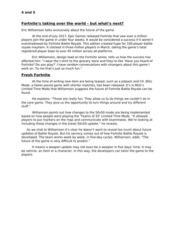 Fortnite reading comprehension