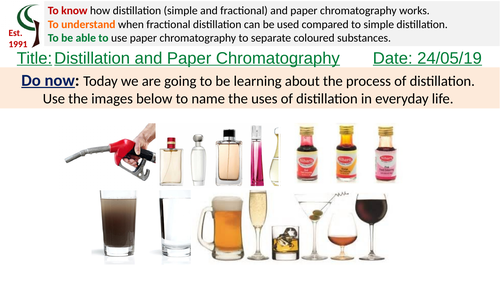 Distillation and paper chromatography