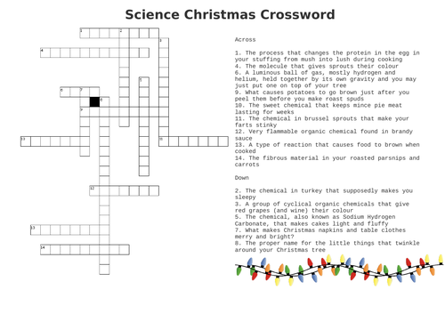 Christmas Science Crossword and Wordsearch