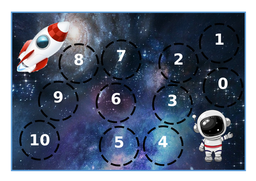 Space counting  back missing numbers