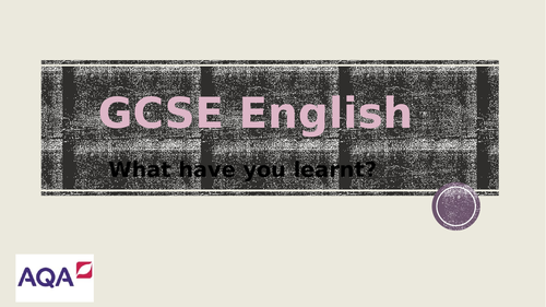 GCSE English - End of year recap