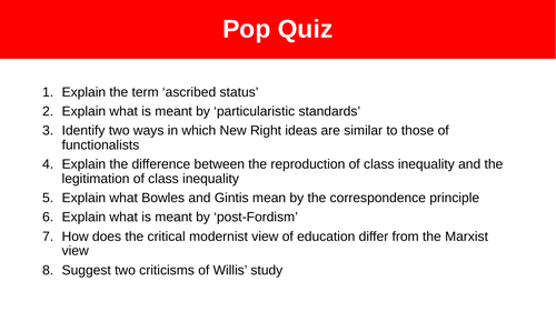 A Level Sociology Education: External Class Differences