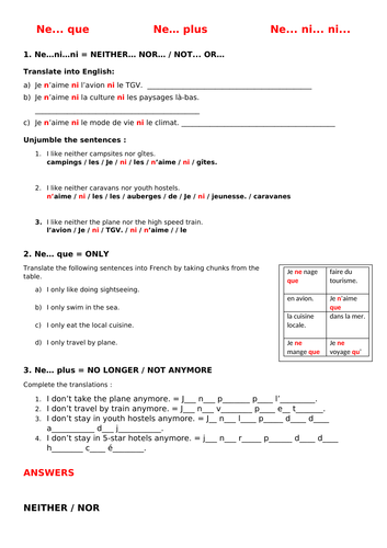 Negatives practice on holidays topic