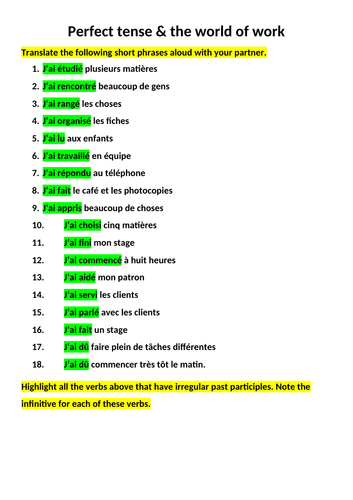 Perfect tense with jobs