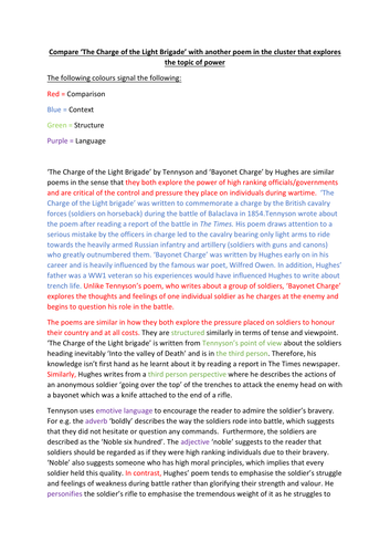 AQA ANTHOLOGY COMPARISON : BAYONET CHARGE WITH COLB