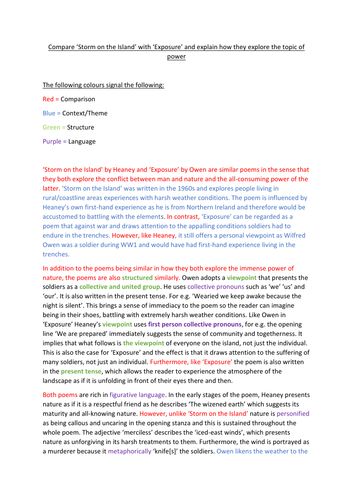 AQA POETRY ANTHOLOGY: 'STORM ON THE ISLAND' AND 'EXPOSURE'