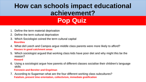 A Level Sociology Education: Internal Class Differences