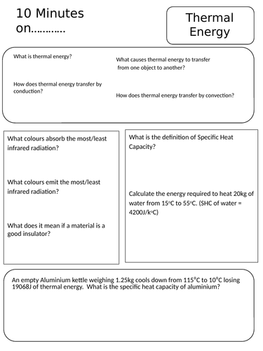 Physics 10 minutes on ...... thermal energy