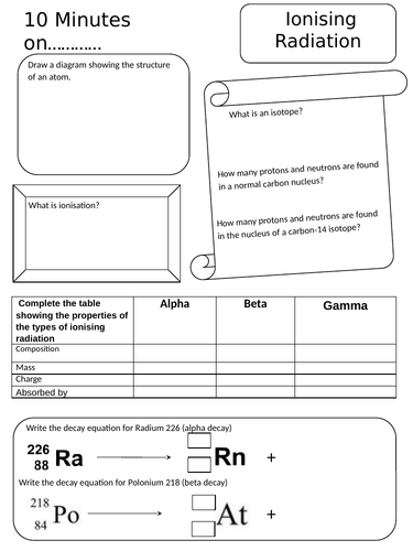 Physics 10 minutes on..... ionising radiation